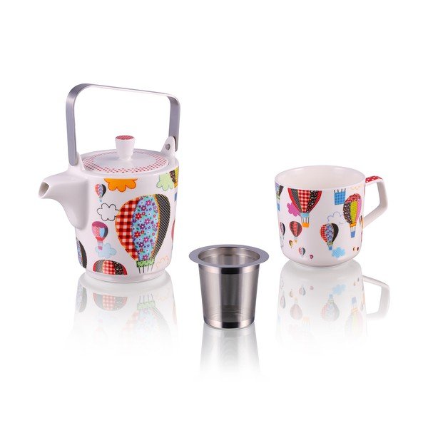 Baloons teáskanna szűrővel és 6 csontporcelán csészével, 500 ml - Silly Design-image-1