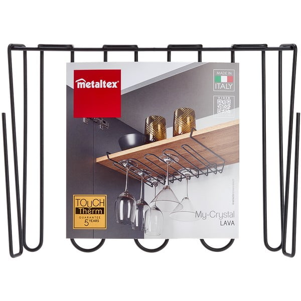 Wine Glass fekete függő borospohár tartó - Metaltex-image-2