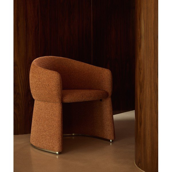 Terrakotta színű kárpitozott karfás étkezőfotel Bosca – Kave Home-image-2
