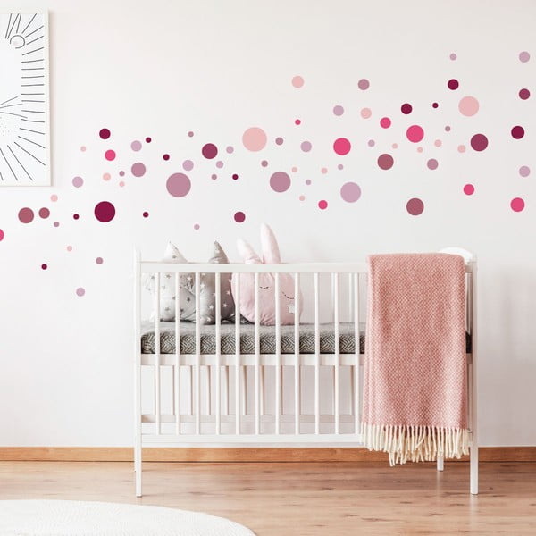 Round Stickers 100 db-os rózsaszín falmatrica szett - Ambiance-image-1