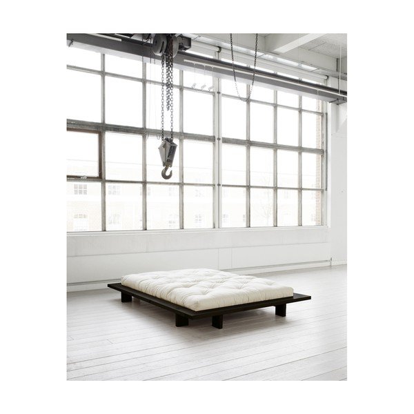 Japan Comfort Mat Black/Natural borovi fenyőfa franciaágy matraccal, 140 x 200 cm - Karup Design-image-3