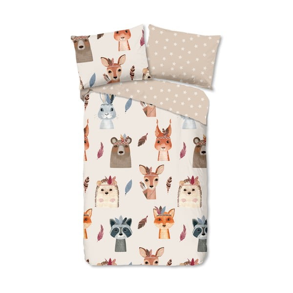 Barna-bézs egyszemélyes pamut gyerek ágyneműhuzat 140x200 cm Rave – Good Morning