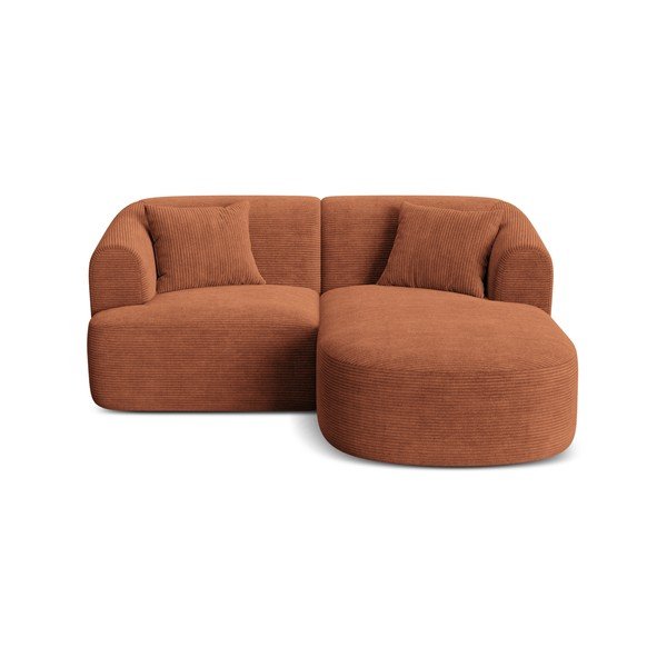 Terrakotta színű kordbársony sarokkanapé (jobb oldali-heverő résszel) Campi – Cosmopolitan Design