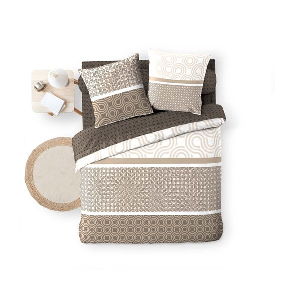 Barna kétszemélyes-hosszabbított pamut ágyneműhuzat lepedővel-hatrészes 240x220 cm Pacha – douceur d'intérieur-image-3