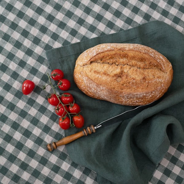 Len tányéralátét 35x45 cm Forest Green Gingham – Linen Tales-image-1