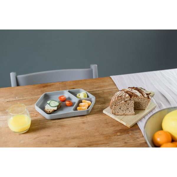 Szürke szilikon gyerek tányér 16x25 cm – Kindsgut-image-4