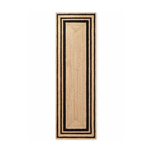Fekete-natúr színű kétoldalas-kézi szövésű juta futószőnyeg 80x250 cm Looma – Hanse Home