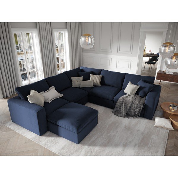 Galaxy sötétkék kétoldalas sarokrész moduláris kordbársony kanapéhoz - Windsor & Co Sofas-image-4