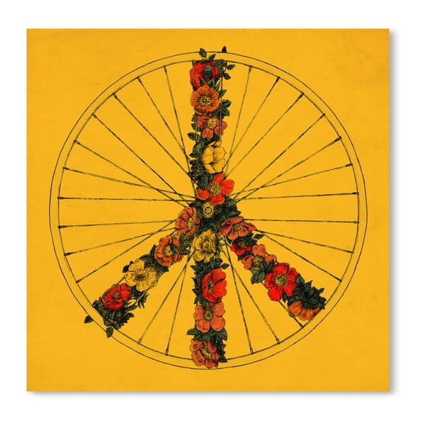 Peace & Bike sárga plakát, 42 x 30 cm - Americanflat