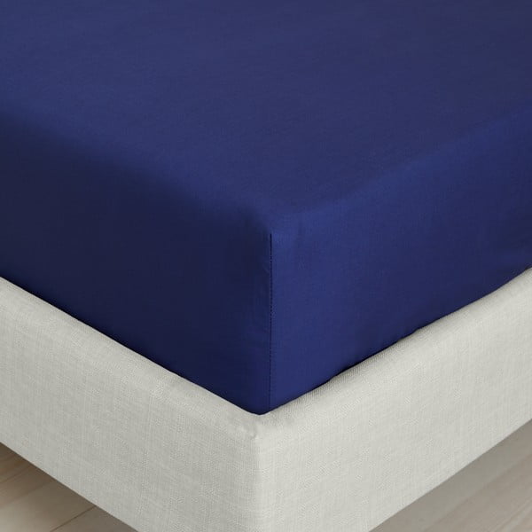 Sötétkék gumis pamut-perkál lepedő 90x190 cm Cotton Percale – Bianca-image-3