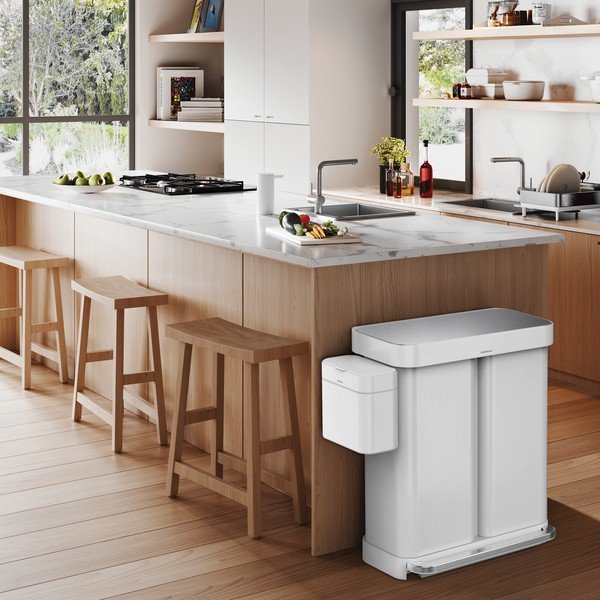 Fehér acél pedálos szemetes 58 l – simplehuman-image-1