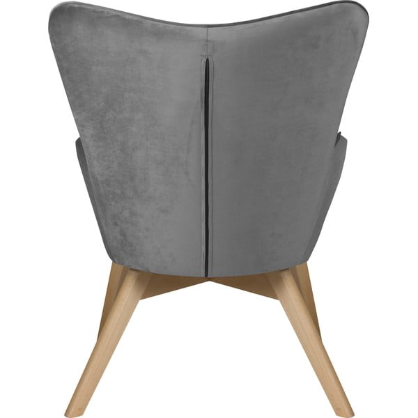 Szürke bársony fotel lábtartóval Niko – Ropez-image-4