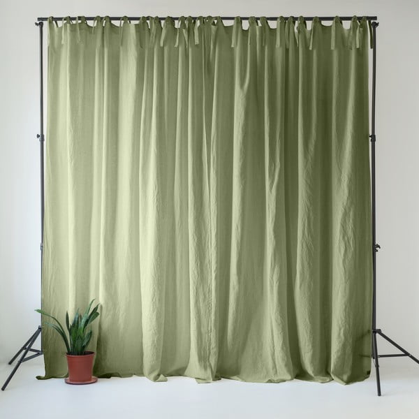 Világoszöld len függöny 140x330 cm Sage – Linen Tales