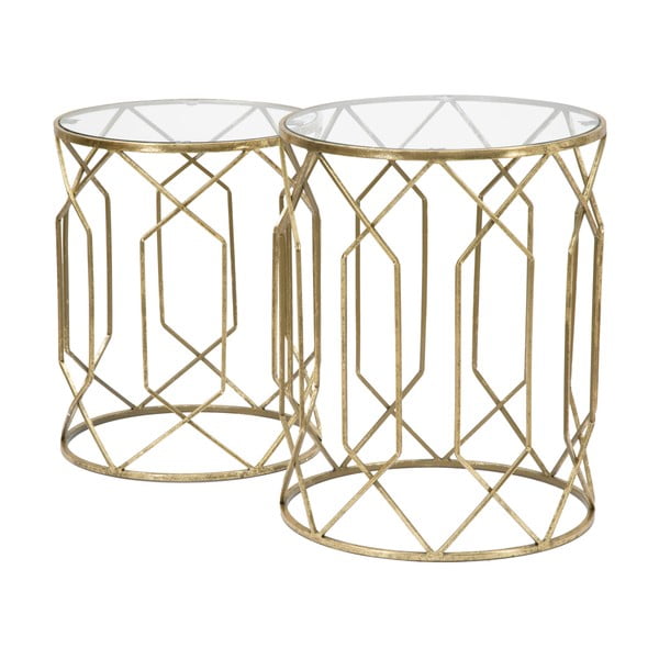 Kerek tárolóasztal szett üveg asztallappal, 2 db-os  ø 42 cm Tunisi – Mauro Ferretti-image-1