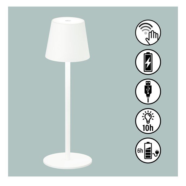 Fehér LED szabályozható-mozgásérzékelős asztali lámpa fém búrával (magasság 38 cm) Tropea – Fischer & Honsel-image-2