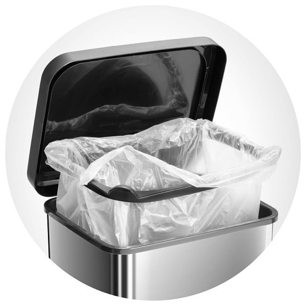 Ezüstszínű műanyag pedálos szemetes 40 l Paso – Rotho-image-2