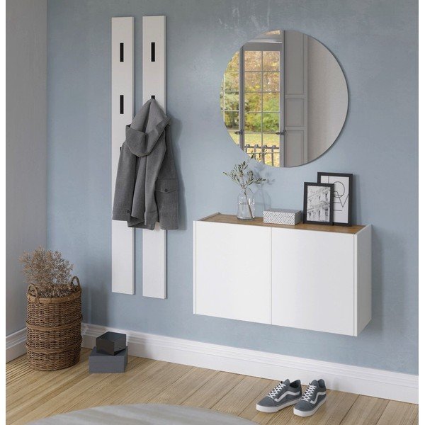 Fehér függő szekrény tölgyfa dekorral 93x52x29 cm Libbiano – Germania-image-1