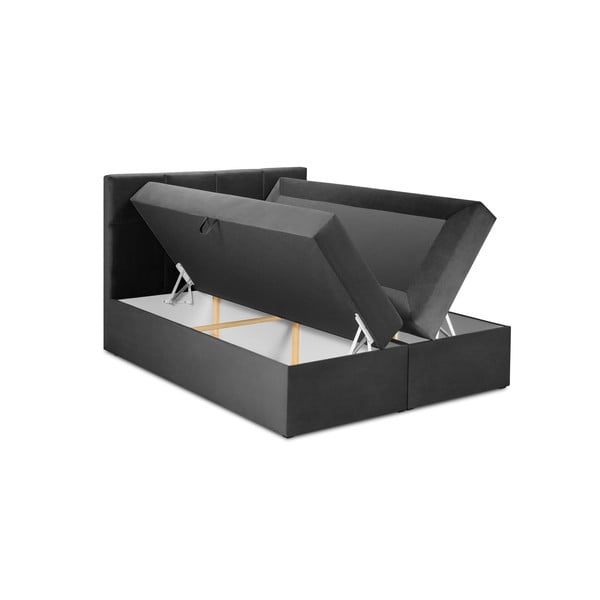 Sötétszürke boxspring ágy tárolóhellyel 180x200 cm Mimicry – Mazzini Beds-image-3