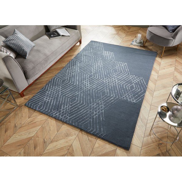 Diamonds kék gyapjú szőnyeg, 160 x 230 cm - Flair Rugs-image-4
