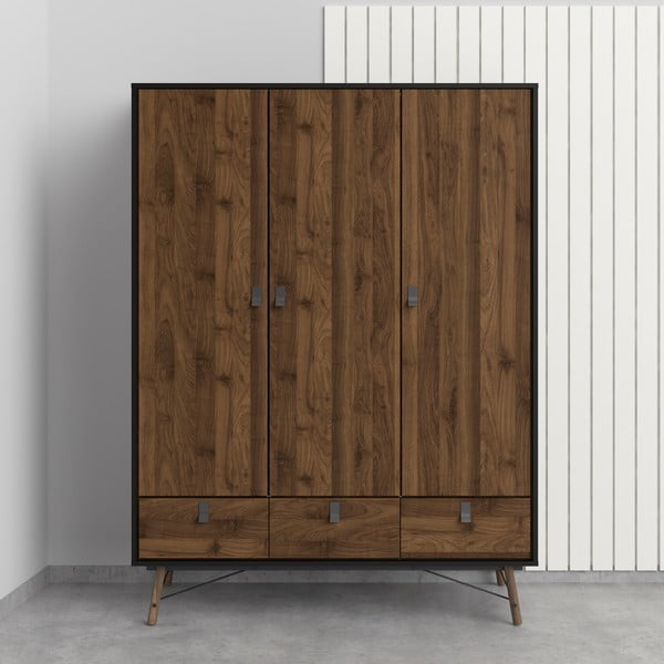 Ry fekete-barna ruhásszekrény diófa dekorral 150x200 cm - Tvilum-image-2