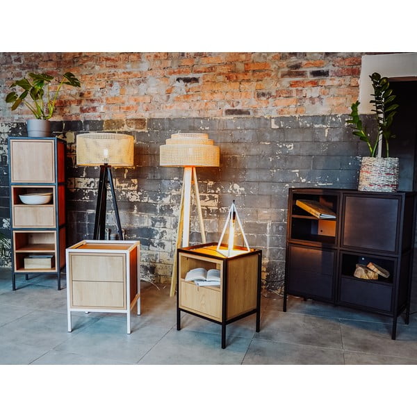 Fekete szekrény tölgyfa dekorral 45x102 cm Skap - CustomForm-image-1