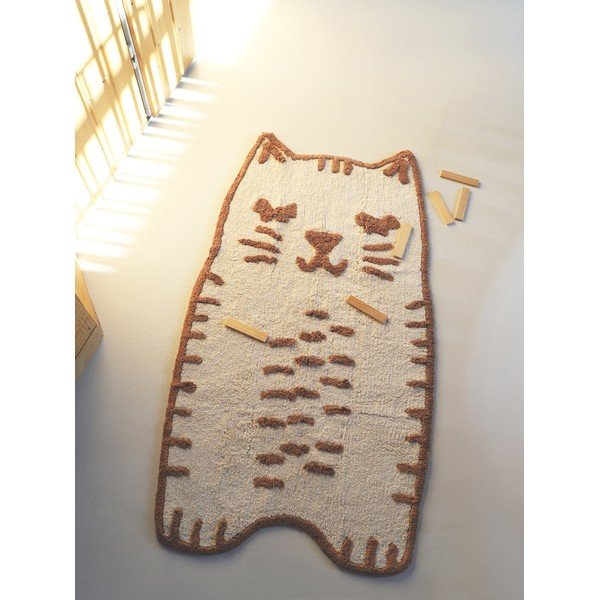 Krémszínű mosható kézi szövésű pamut gyerek szőnyeg 65x120 cm Little Charlie – Nattiot-image-3