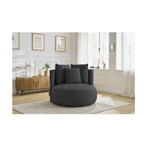 Sötétszürke bársony fotel Cesar – Bobochic Paris-image-1