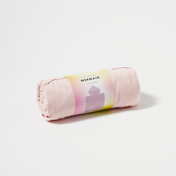 Mermaid rózsaszín, kapucnis gyerek strandtörölköző, 3-6 éves korig - Sunnylife-image-1