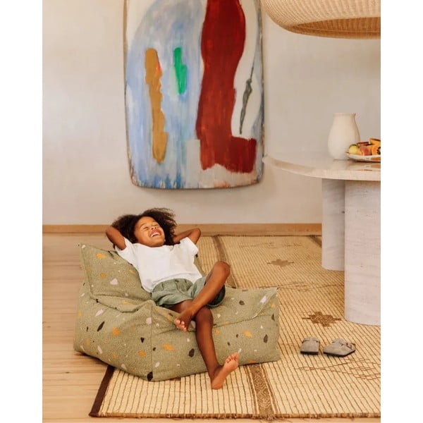 Zöld buklé-zsenília gyerek babzsákfotel Terrazzo Chair – Wigiwama-image-2