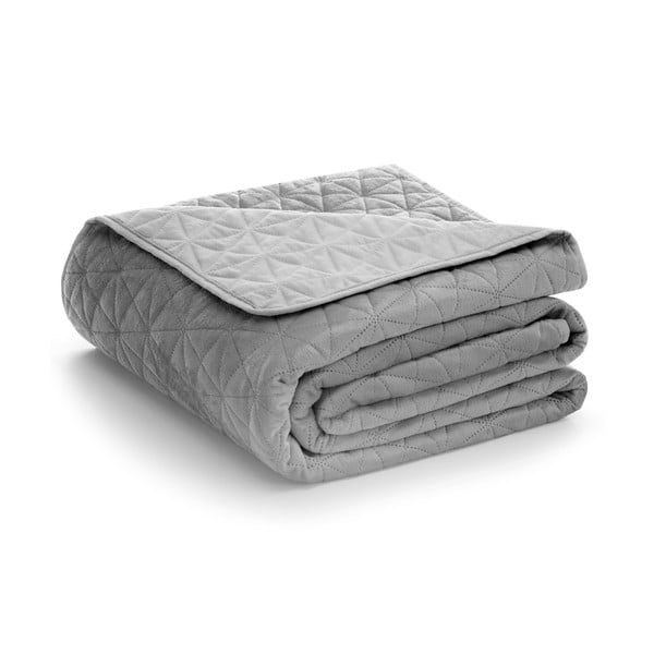 Világosszürke bársony steppelt ágytakaró 220x240 cm Laila – Restilo