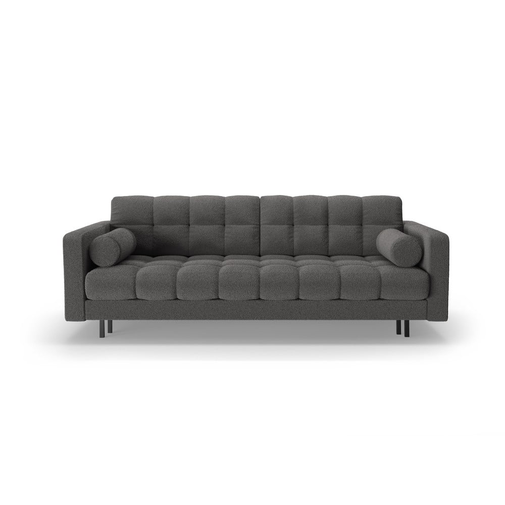 Sötétszürke buklé kinyitható tárolóhelyes kanapé 222 cm Bali  Cosmopolitan Design