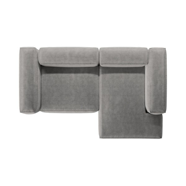 Világosszürke kordbársony sarokkanapé (jobb oldali-heverő résszel) Bergamo – Cosmopolitan Design-image-3