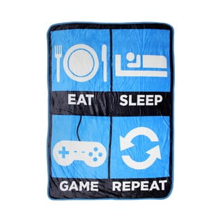 Eat Sleep Game Repeat kék strand takaró, 114 x 152 cm - Big Mouth Inc.