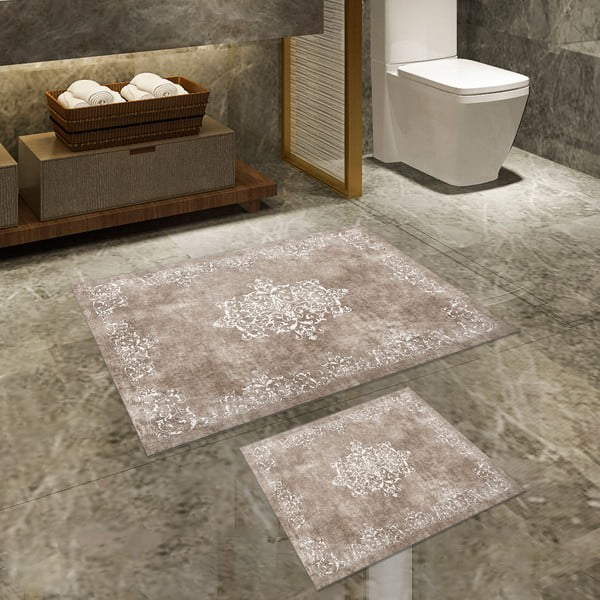 Szürke-szürkésbarna fürdőszobai kilépő szett 2 db-os 60x100 cm – Foutastic-image-2