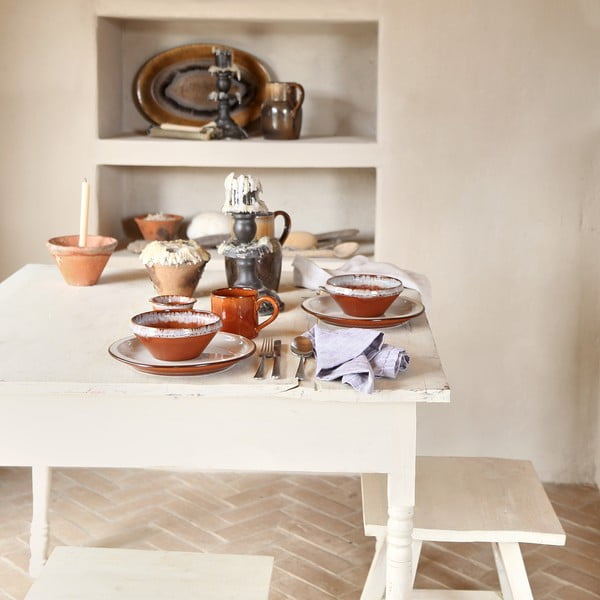 Téglavörös-bézs agyagkerámia tál ø 17 cm Poterie – Casafina-image-3