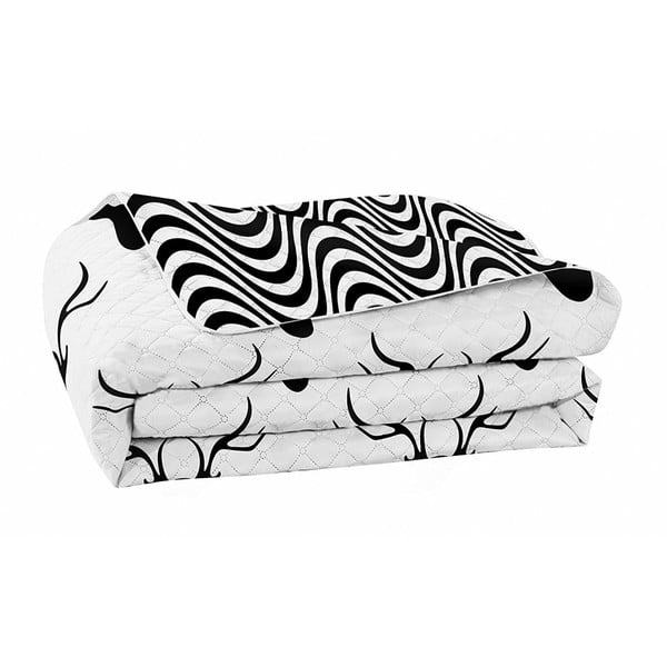 Hypnosis Deerest fekete-fehér kétoldalas mikroszálas ágytakaró, 220 x 240 cm - DecoKing