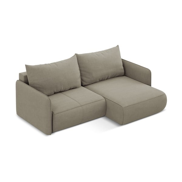 Bézs kinyitható-tárolóhelyes sarokkanapé (jobb oldali) Nanea – Makamii-image-4