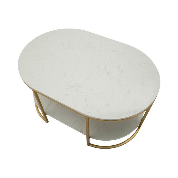 Fehér-aranyszínű dohányzóasztal márvány asztallappal 60x90 cm Izmir – Mauro Ferretti-image-4