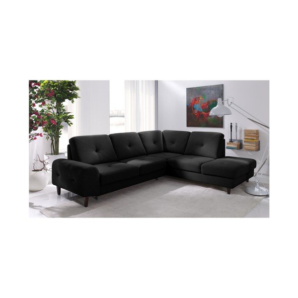 Beta fekete kinyitható sarokkanapé, jobb oldali kivitel - Windsor & Co. Sofas-image-4