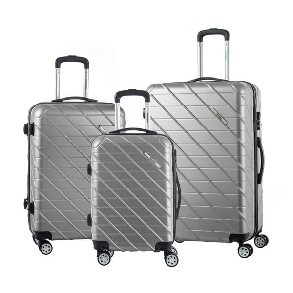 Americano 3 darabos szürke gurulós bőrönd készlet - Murano