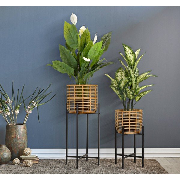 2 db-os rattan virágtartó állvány szett, magasság 90 cm - Mauro Ferretti-image-1