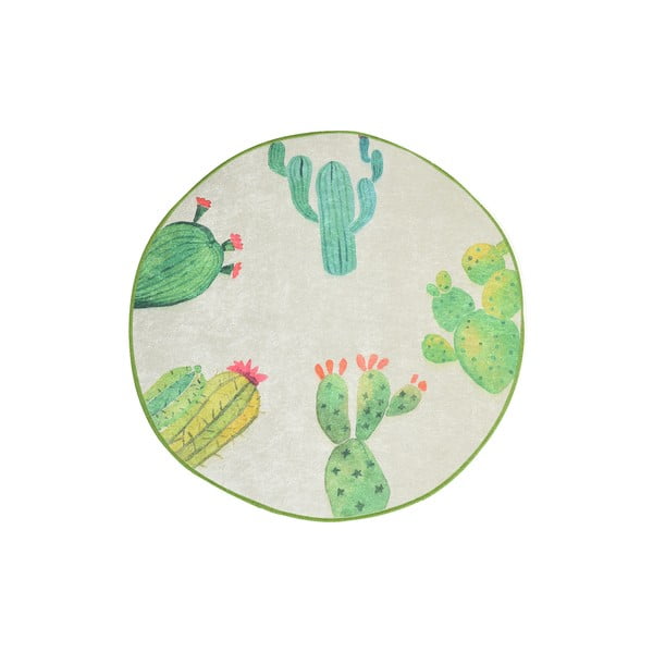 Tropica Cactus I fehér-zöld fürdőszobai kilépő, ⌀ 100 cm