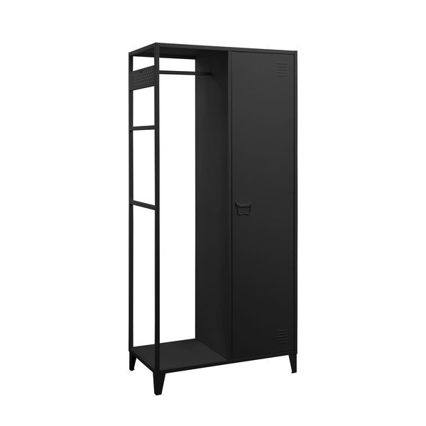 Fekete nyitott fém ruhásszekrény 80x175 cm Salino – Støraa-image-1