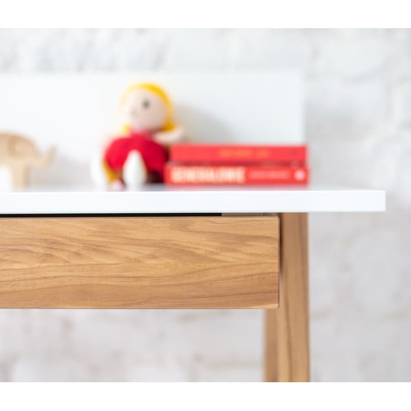 Luka fehér íróasztal kőrisfa lábakkal, hossz 65 cm - Ragaba-image-2