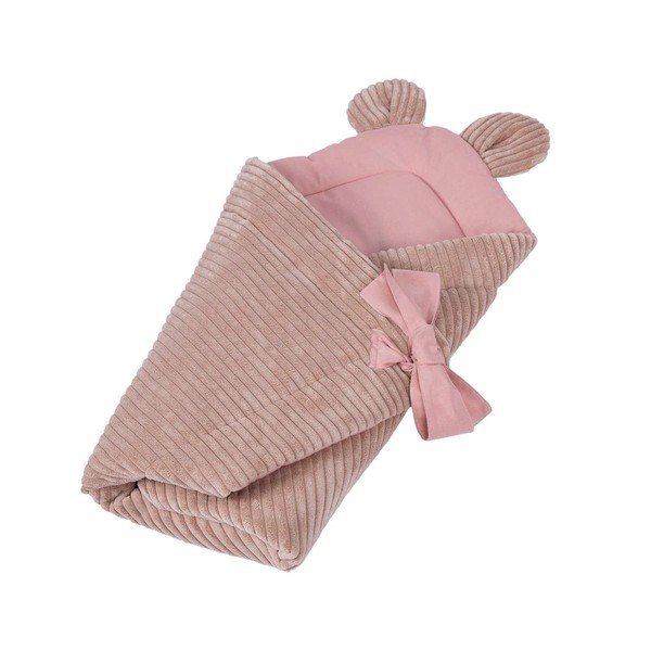 Rózsaszín kordbársony babapólya 35x65 cm – Meowbaby-image-1
