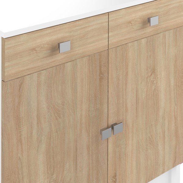 Fehér alacsony fürdőszoba szekrény tölgyfa dekorral 60x82 cm Combi - TemaHome -image-1