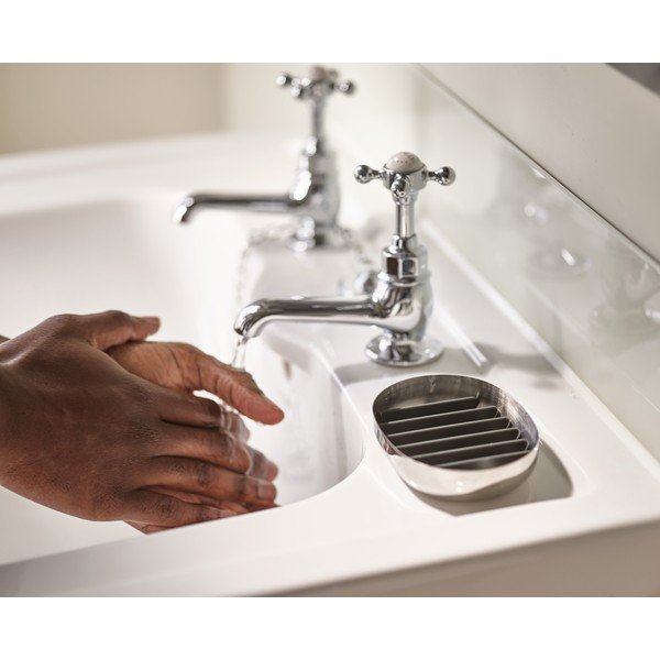 Fényes ezüstszínű rozsdamentes acél szappantartó EasyStore Luxe – Joseph Joseph-image-1