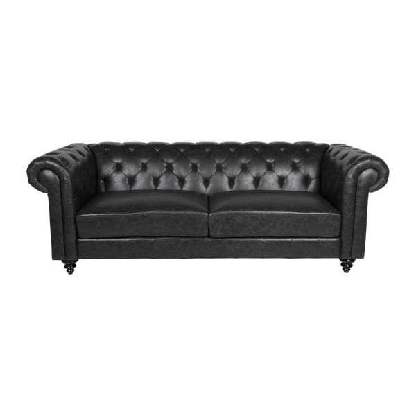 Charlietown fekete műbőr kanapé, 219 cm - Actona