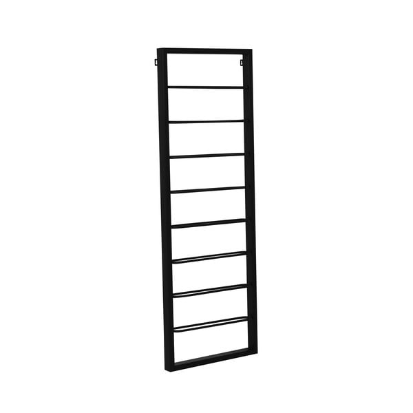 Fekete fali fém bortartó polcos állvány 42x120x6 cm Macaben – Light & Living-image-3