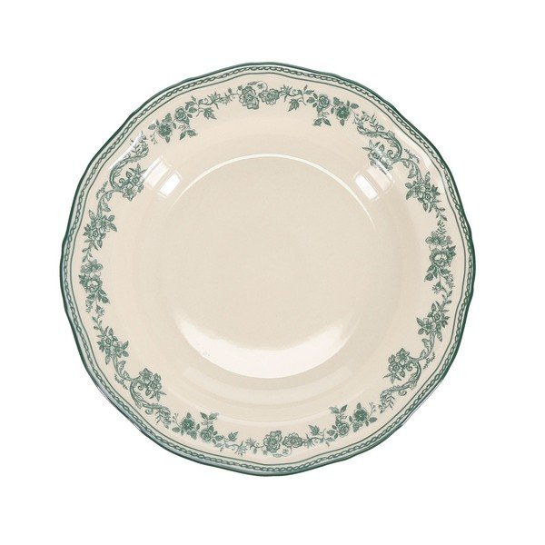 Zöld-elefántcsont színű mély porcelán tányér ø 23 cm Cyril – S|P Collection